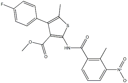 methyl 4-(4-fluorophenyl)-2-({3-nitro-2-methylbenzoyl}amino)-5-methylthiophene-3-carboxylate Struktur