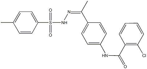 2-chloro-N-(4-{N-[(4-methylphenyl)sulfonyl]ethanehydrazonoyl}phenyl)benzamide Struktur