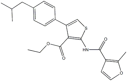 ethyl 4-(4-isobutylphenyl)-2-[(2-methyl-3-furoyl)amino]thiophene-3-carboxylate Struktur