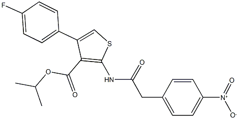 isopropyl 4-(4-fluorophenyl)-2-[({4-nitrophenyl}acetyl)amino]thiophene-3-carboxylate Struktur