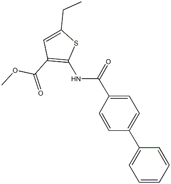 methyl 2-[([1,1'-biphenyl]-4-ylcarbonyl)amino]-5-ethylthiophene-3-carboxylate Struktur