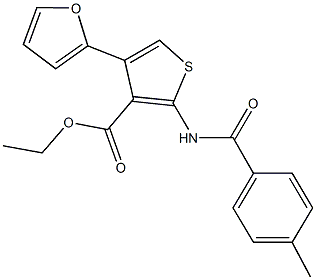 ethyl 4-(2-furyl)-2-[(4-methylbenzoyl)amino]thiophene-3-carboxylate Struktur