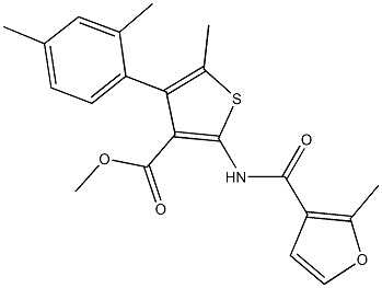 methyl 4-(2,4-dimethylphenyl)-5-methyl-2-[(2-methyl-3-furoyl)amino]thiophene-3-carboxylate Struktur