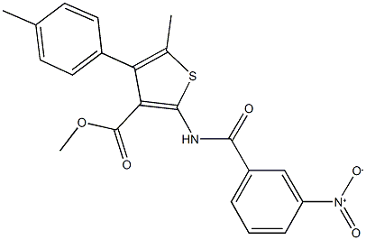 methyl 2-({3-nitrobenzoyl}amino)-5-methyl-4-(4-methylphenyl)thiophene-3-carboxylate Struktur