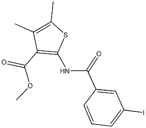 methyl 2-[(3-iodobenzoyl)amino]-4,5-dimethyl-3-thiophenecarboxylate Struktur