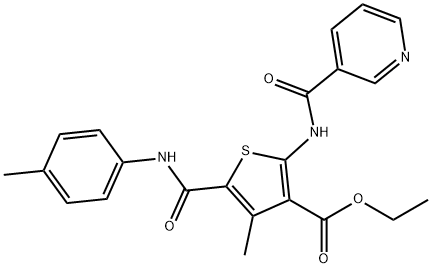 ethyl 4-methyl-2-[(3-pyridinylcarbonyl)amino]-5-(4-toluidinocarbonyl)-3-thiophenecarboxylate Struktur