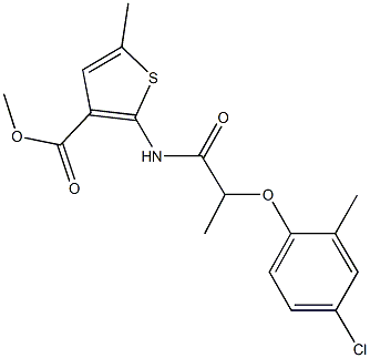 methyl 2-{[2-(4-chloro-2-methylphenoxy)propanoyl]amino}-5-methyl-3-thiophenecarboxylate Struktur