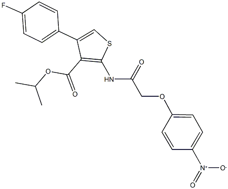 isopropyl 4-(4-fluorophenyl)-2-[({4-nitrophenoxy}acetyl)amino]thiophene-3-carboxylate Struktur