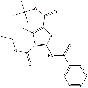 2-tert-butyl 4-ethyl 5-(isonicotinoylamino)-3-methylthiophene-2,4-dicarboxylate Struktur