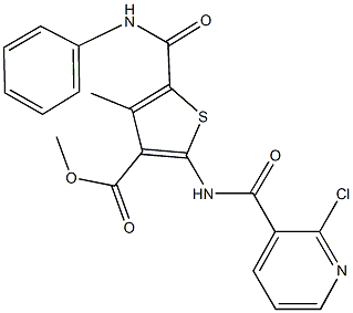 methyl 5-(anilinocarbonyl)-2-{[(2-chloropyridin-3-yl)carbonyl]amino}-4-methylthiophene-3-carboxylate Struktur