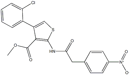 methyl 4-(2-chlorophenyl)-2-[({4-nitrophenyl}acetyl)amino]thiophene-3-carboxylate Struktur