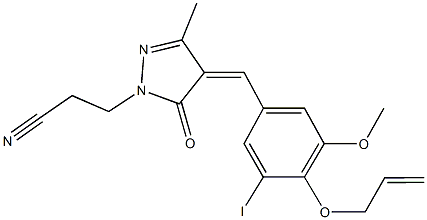 3-{4-[4-(allyloxy)-3-iodo-5-methoxybenzylidene]-3-methyl-5-oxo-4,5-dihydro-1H-pyrazol-1-yl}propanenitrile Struktur