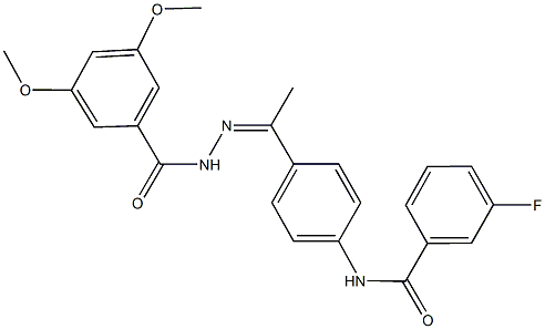 N-{4-[N-(3,5-dimethoxybenzoyl)ethanehydrazonoyl]phenyl}-3-fluorobenzamide Struktur