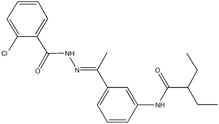 N-{3-[N-(2-chlorobenzoyl)ethanehydrazonoyl]phenyl}-2-ethylbutanamide Struktur