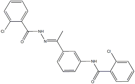 2-chloro-N-{3-[N-(2-chlorobenzoyl)ethanehydrazonoyl]phenyl}benzamide Struktur