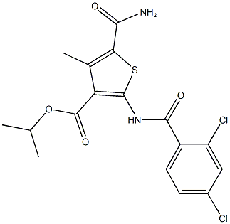 isopropyl 5-(aminocarbonyl)-2-[(2,4-dichlorobenzoyl)amino]-4-methyl-3-thiophenecarboxylate Struktur