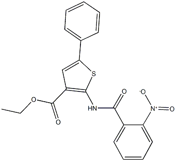 ethyl 2-({2-nitrobenzoyl}amino)-5-phenylthiophene-3-carboxylate Struktur