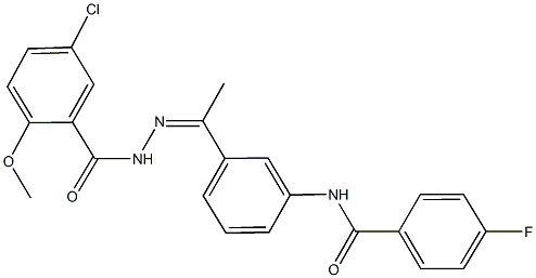 N-{3-[N-(5-chloro-2-methoxybenzoyl)ethanehydrazonoyl]phenyl}-4-fluorobenzamide Struktur