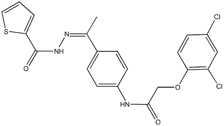 2-(2,4-dichlorophenoxy)-N-{4-[N-(2-thienylcarbonyl)ethanehydrazonoyl]phenyl}acetamide Struktur