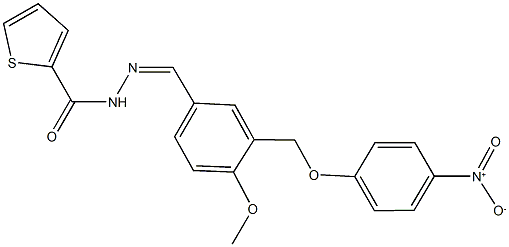 N'-[3-({4-nitrophenoxy}methyl)-4-methoxybenzylidene]-2-thiophenecarbohydrazide Struktur