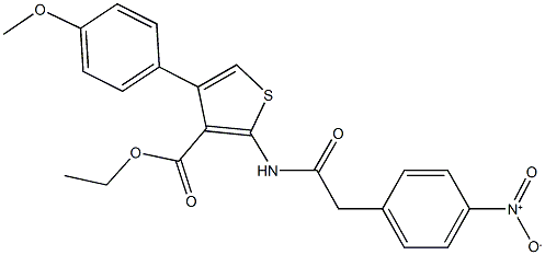 ethyl 2-[({4-nitrophenyl}acetyl)amino]-4-(4-methoxyphenyl)-3-thiophenecarboxylate Struktur