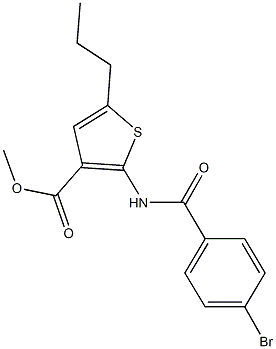 methyl 2-[(4-bromobenzoyl)amino]-5-propyl-3-thiophenecarboxylate Struktur