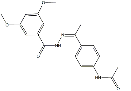 N-{4-[N-(3,5-dimethoxybenzoyl)ethanehydrazonoyl]phenyl}propanamide Struktur