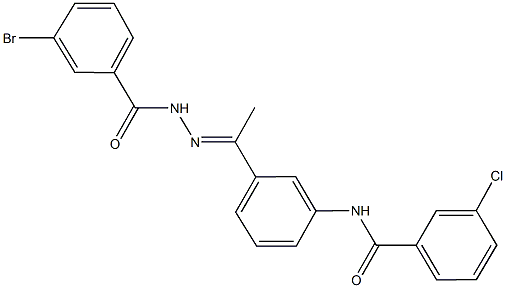 N-{3-[N-(3-bromobenzoyl)ethanehydrazonoyl]phenyl}-3-chlorobenzamide Struktur