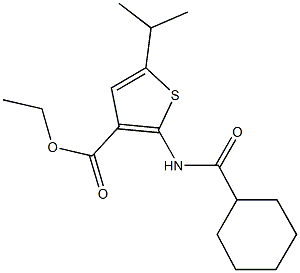 ethyl 2-[(cyclohexylcarbonyl)amino]-5-isopropylthiophene-3-carboxylate Struktur