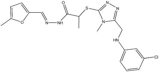 2-({5-[(3-chloroanilino)methyl]-4-methyl-4H-1,2,4-triazol-3-yl}sulfanyl)-N'-[(5-methyl-2-furyl)methylene]propanohydrazide Struktur