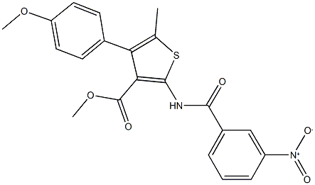 methyl 2-({3-nitrobenzoyl}amino)-4-(4-methoxyphenyl)-5-methylthiophene-3-carboxylate Struktur