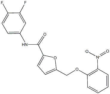 N-(3,4-difluorophenyl)-5-({2-nitrophenoxy}methyl)-2-furamide Struktur