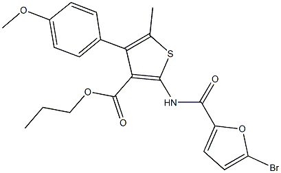 propyl 2-[(5-bromo-2-furoyl)amino]-4-(4-methoxyphenyl)-5-methylthiophene-3-carboxylate Struktur