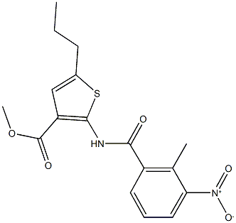 methyl 2-({3-nitro-2-methylbenzoyl}amino)-5-propylthiophene-3-carboxylate Struktur