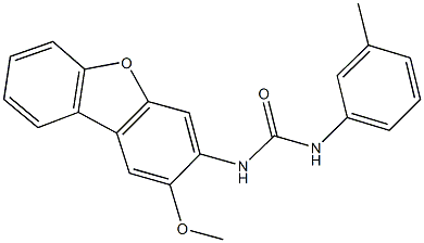 N-(2-methoxydibenzo[b,d]furan-3-yl)-N'-(3-methylphenyl)urea Struktur