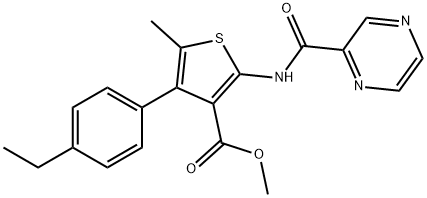 methyl 4-(4-ethylphenyl)-5-methyl-2-[(2-pyrazinylcarbonyl)amino]-3-thiophenecarboxylate Struktur