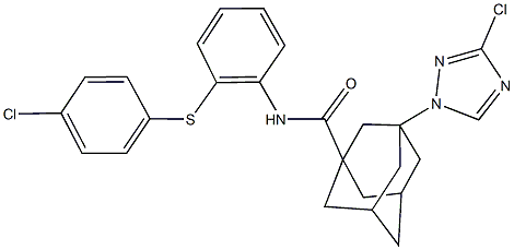 N-{2-[(4-chlorophenyl)sulfanyl]phenyl}-3-(3-chloro-1H-1,2,4-triazol-1-yl)-1-adamantanecarboxamide Struktur