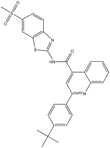 2-(4-tert-butylphenyl)-N-[6-(methylsulfonyl)-1,3-benzothiazol-2-yl]-4-quinolinecarboxamide Struktur