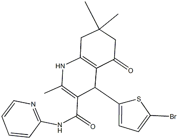 4-(5-bromo-2-thienyl)-2,7,7-trimethyl-5-oxo-N-(2-pyridinyl)-1,4,5,6,7,8-hexahydro-3-quinolinecarboxamide Struktur