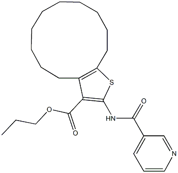 propyl 2-[(3-pyridinylcarbonyl)amino]-4,5,6,7,8,9,10,11,12,13-decahydrocyclododeca[b]thiophene-3-carboxylate Struktur