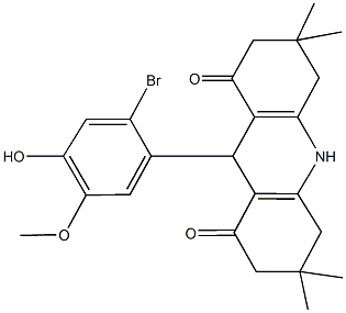 9-(2-bromo-4-hydroxy-5-methoxyphenyl)-3,3,6,6-tetramethyl-3,4,6,7,9,10-hexahydro-1,8(2H,5H)-acridinedione Struktur