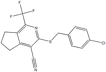 3-[(4-chlorobenzyl)sulfanyl]-1-(trifluoromethyl)-6,7-dihydro-5H-cyclopenta[c]pyridine-4-carbonitrile Struktur