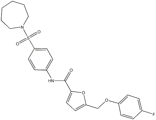 N-[4-(1-azepanylsulfonyl)phenyl]-5-[(4-fluorophenoxy)methyl]-2-furamide Struktur