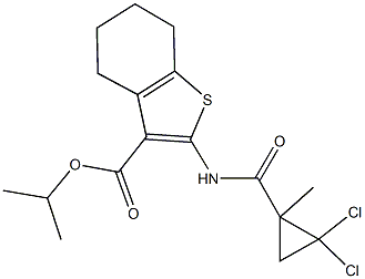 isopropyl 2-{[(2,2-dichloro-1-methylcyclopropyl)carbonyl]amino}-4,5,6,7-tetrahydro-1-benzothiophene-3-carboxylate Struktur