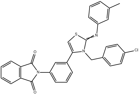 2-(3-{3-(4-chlorobenzyl)-2-[(3-methylphenyl)imino]-2,3-dihydro-1,3-thiazol-4-yl}phenyl)-1H-isoindole-1,3(2H)-dione Struktur