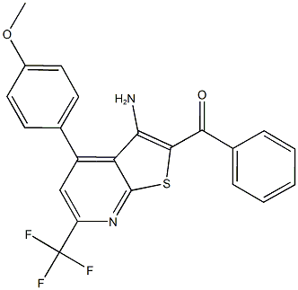 [3-amino-4-(4-methoxyphenyl)-6-(trifluoromethyl)thieno[2,3-b]pyridin-2-yl](phenyl)methanone Struktur