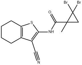 2,2-dibromo-N-(3-cyano-4,5,6,7-tetrahydro-1-benzothien-2-yl)-1-methylcyclopropanecarboxamide Struktur