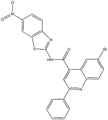 6-bromo-N-{6-nitro-1,3-benzothiazol-2-yl}-2-phenyl-4-quinolinecarboxamide Struktur