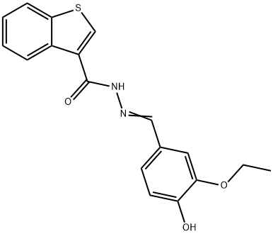 N'-(3-ethoxy-4-hydroxybenzylidene)-1-benzothiophene-3-carbohydrazide Struktur