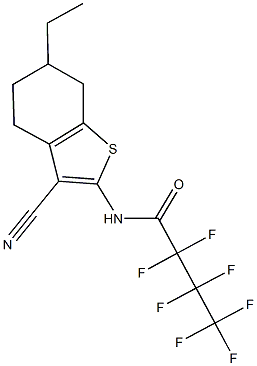 N-(3-cyano-6-ethyl-4,5,6,7-tetrahydro-1-benzothien-2-yl)-2,2,3,3,4,4,4-heptafluorobutanamide Struktur